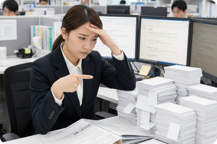 名刺が多すぎて名前や役職・部署の間違いが心配…修正対応や管理が大きな負担に…