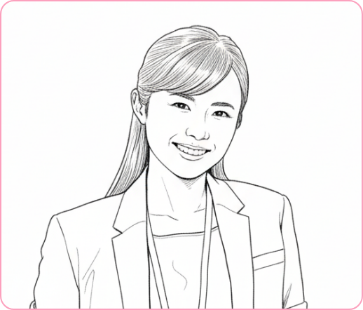 記憶に残る名刺 似顔絵イラストテンプレート/線画風